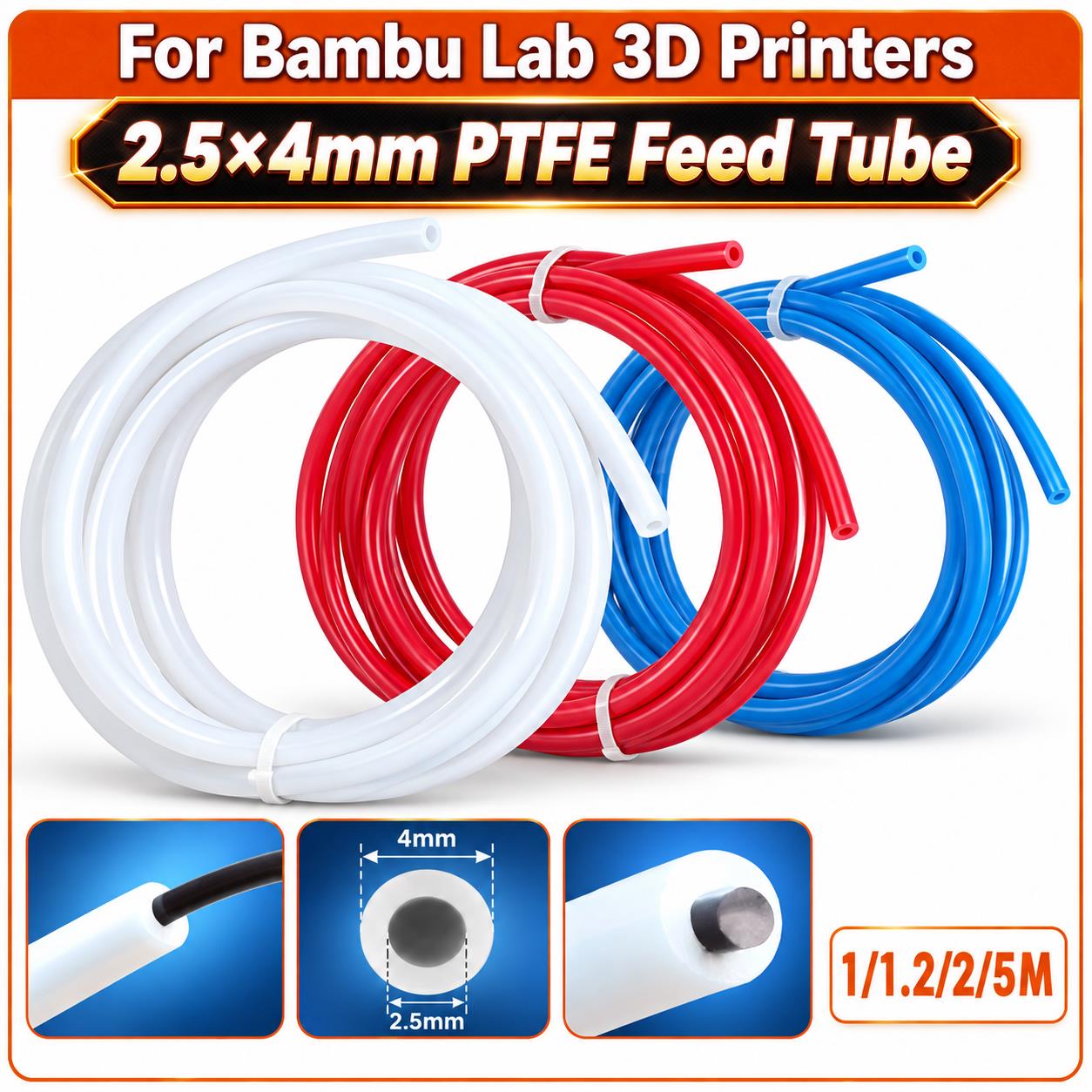 Ptfe Tape Thread - Tube en PTFE Téflon 2,5×4 mm